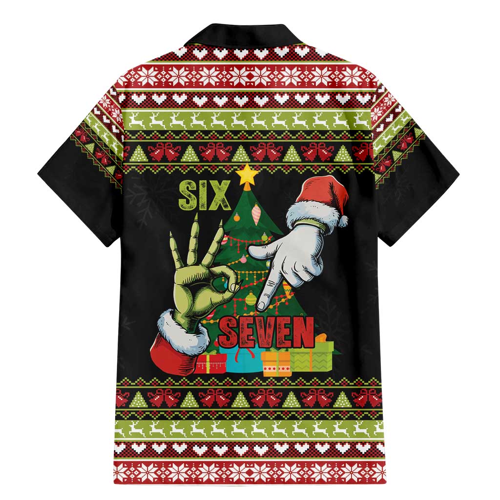 Six Seven Christmas Family Matching Mermaid Dress and Hawaiian Shirt Funny Santa and Green Hands - Wonder Print Shop
