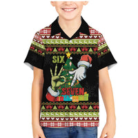 Six Seven Christmas Family Matching Mermaid Dress and Hawaiian Shirt Funny Santa and Green Hands - Wonder Print Shop