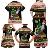 Six Seven Christmas Family Matching Off Shoulder Maxi Dress and Hawaiian Shirt Funny Santa and Green Hands - Wonder Print Shop