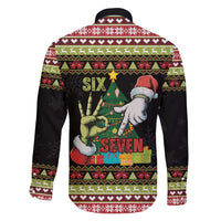 Six Seven Christmas Family Matching Off Shoulder Short Dress and Hawaiian Shirt Funny Santa and Green Hands - Wonder Print Shop