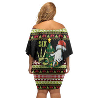 Six Seven Christmas Family Matching Off Shoulder Short Dress and Hawaiian Shirt Funny Santa and Green Hands - Wonder Print Shop