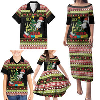 Six Seven Christmas Family Matching Puletasi and Hawaiian Shirt Funny Santa and Green Hands - Wonder Print Shop