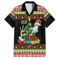 Six Seven Christmas Family Matching Short Sleeve Bodycon Dress and Hawaiian Shirt Funny Santa and Green Hands - Wonder Print Shop