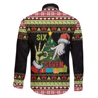 Six Seven Christmas Family Matching Short Sleeve Bodycon Dress and Hawaiian Shirt Funny Santa and Green Hands - Wonder Print Shop