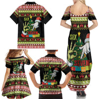 Six Seven Christmas Family Matching Summer Maxi Dress and Hawaiian Shirt Funny Santa and Green Hands - Wonder Print Shop