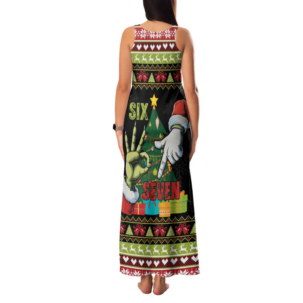 Six Seven Christmas Family Matching Tank Maxi Dress and Hawaiian Shirt Funny Santa and Green Hands - Wonder Print Shop