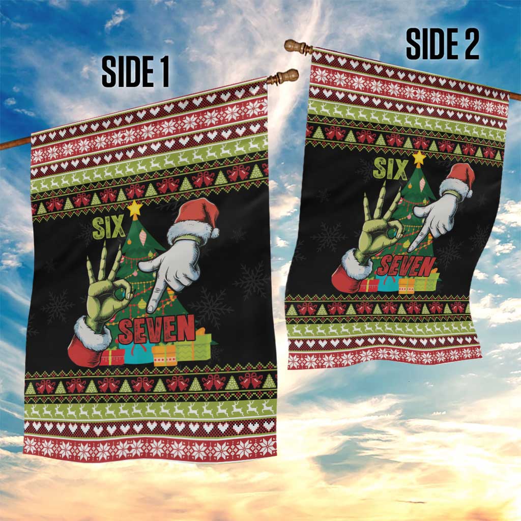 Six Seven Christmas Garden Flag Funny Santa and Green Hands - Wonder Print Shop