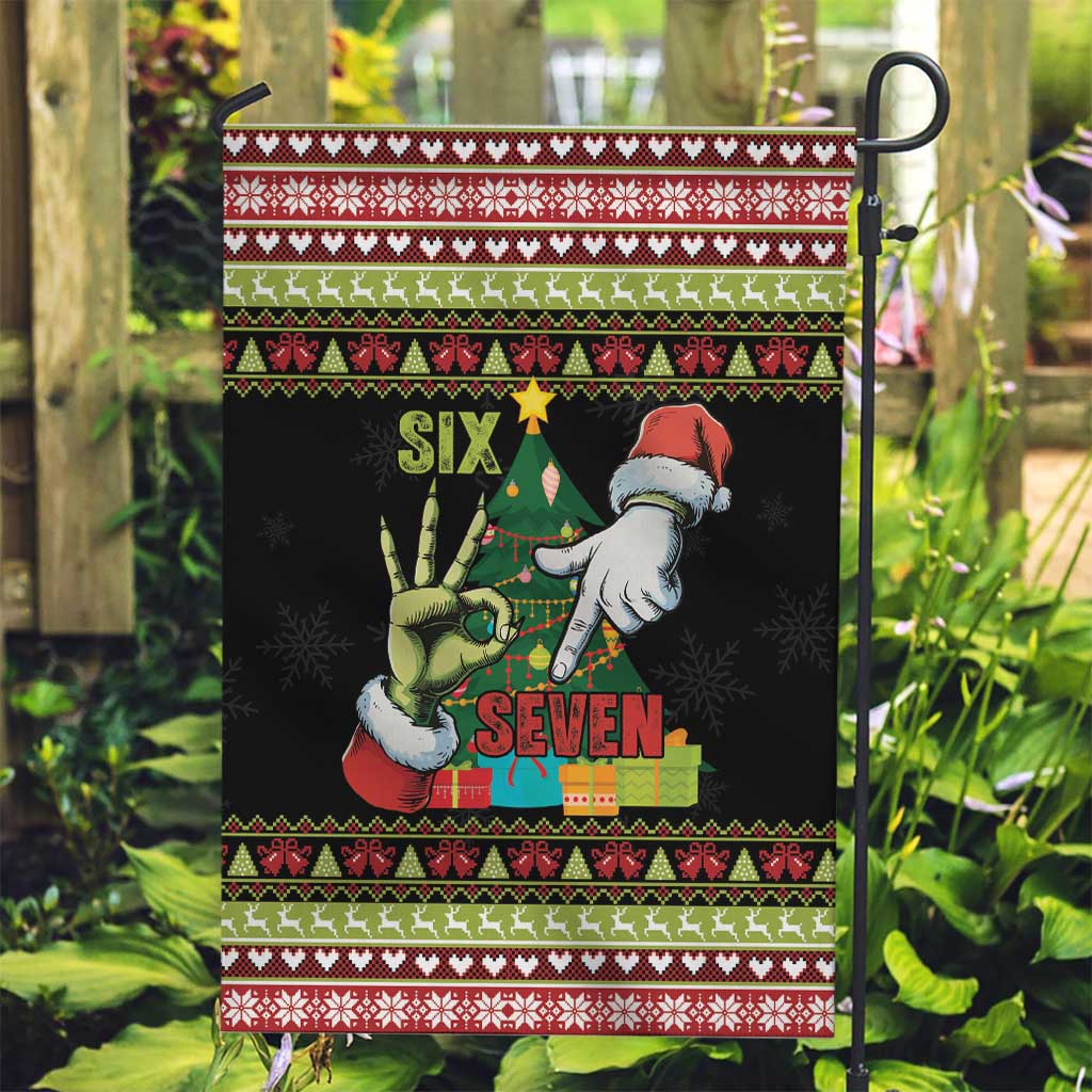 Six Seven Christmas Garden Flag Funny Santa and Green Hands - Wonder Print Shop