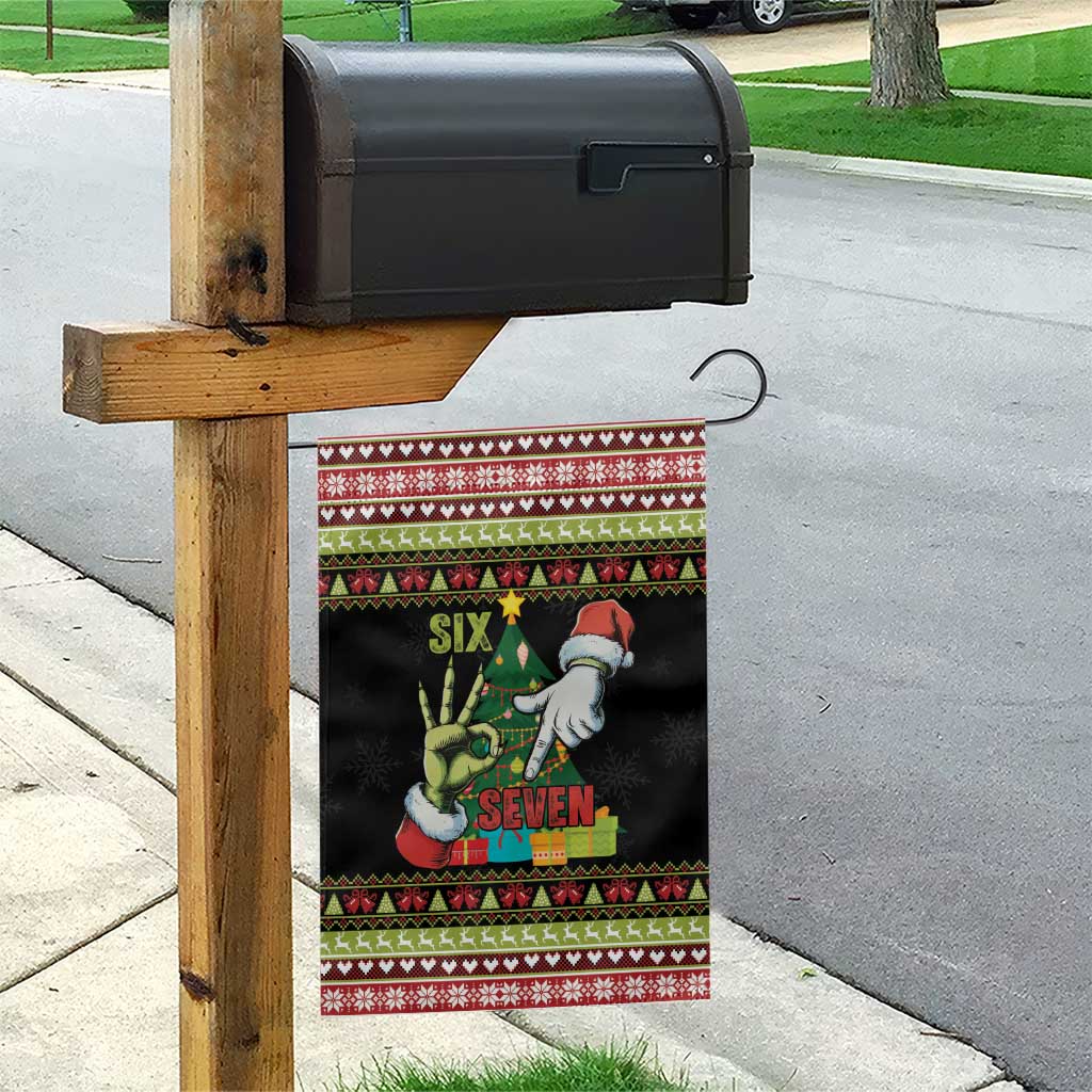 Six Seven Christmas Garden Flag Funny Santa and Green Hands - Wonder Print Shop