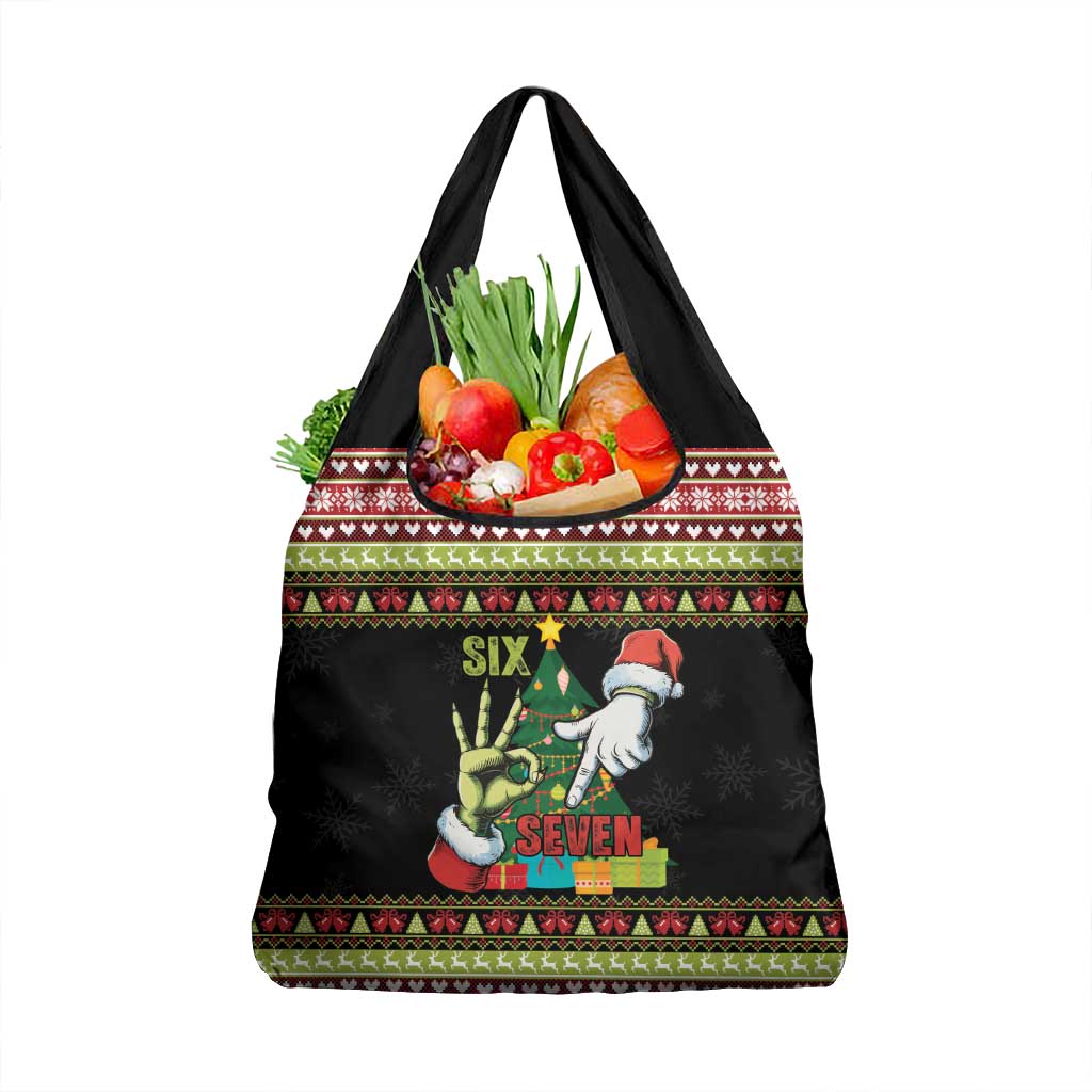 Six Seven Christmas Grocery Bag Funny Santa and Green Hands - Wonder Print Shop