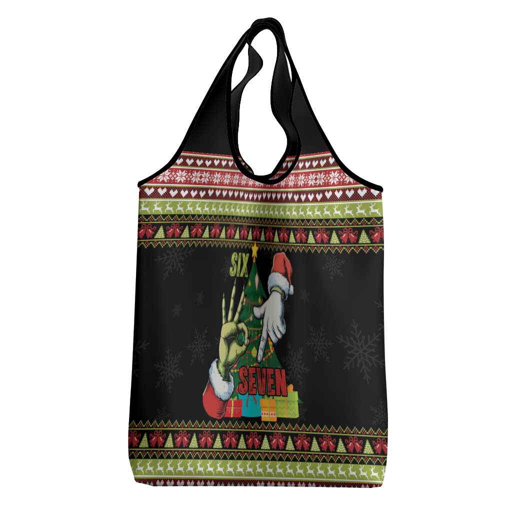 Six Seven Christmas Grocery Bag Funny Santa and Green Hands - Wonder Print Shop