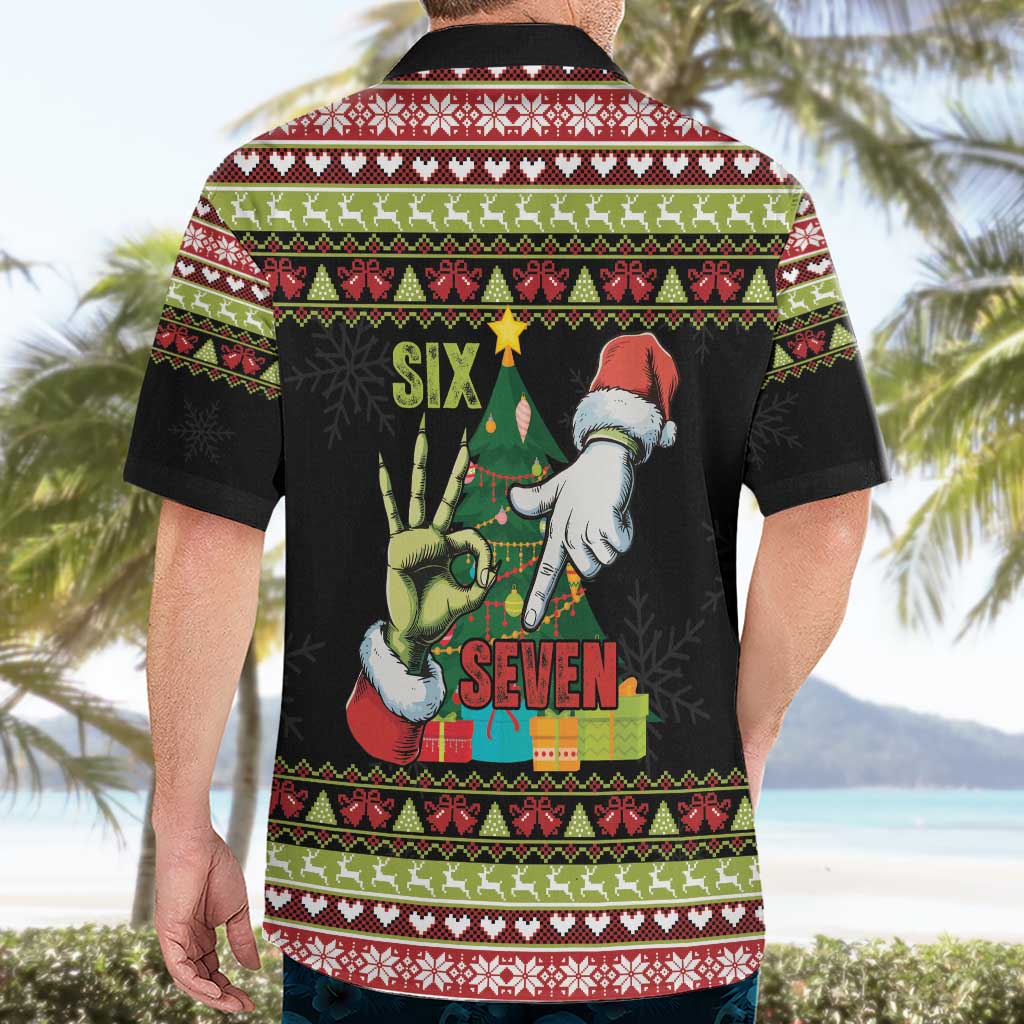 Six Seven Christmas Hawaiian Shirt Funny Santa and Green Hands - Wonder Print Shop