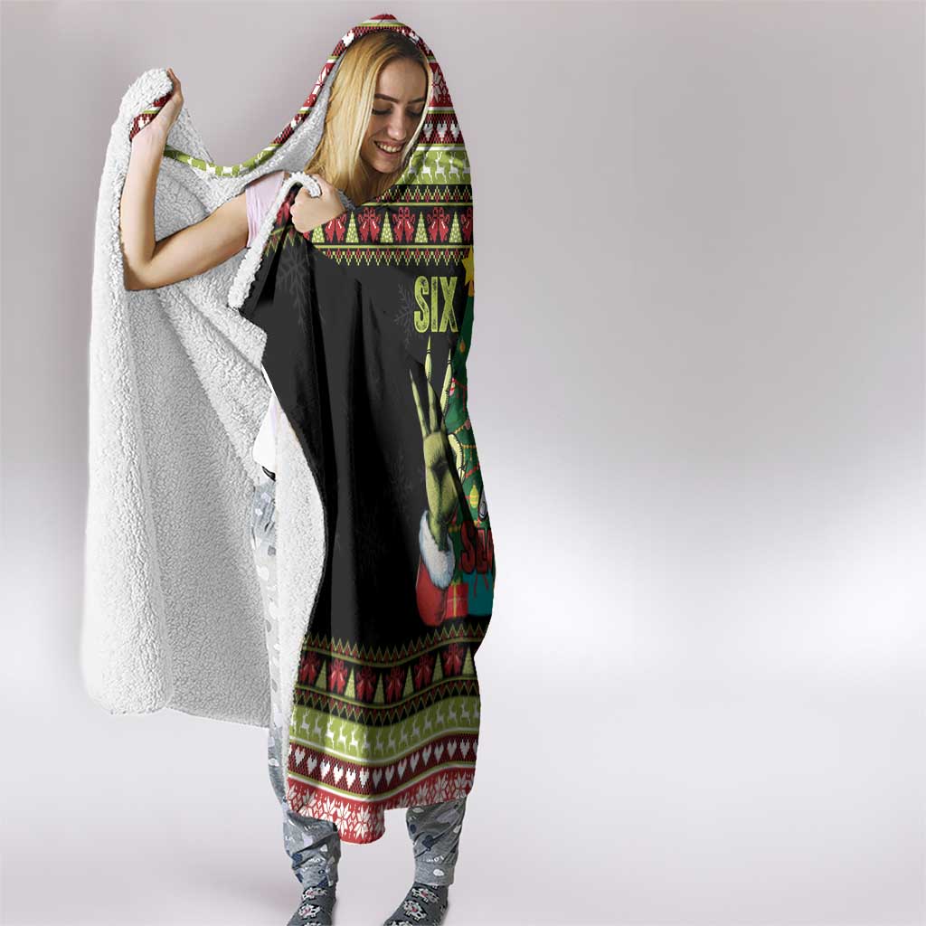 Six Seven Christmas Hooded Blanket Funny Santa and Green Hands - Wonder Print Shop