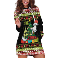 Six Seven Christmas Hoodie Dress Funny Santa and Green Hands - Wonder Print Shop