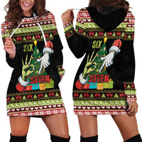 Six Seven Christmas Hoodie Dress Funny Santa and Green Hands - Wonder Print Shop