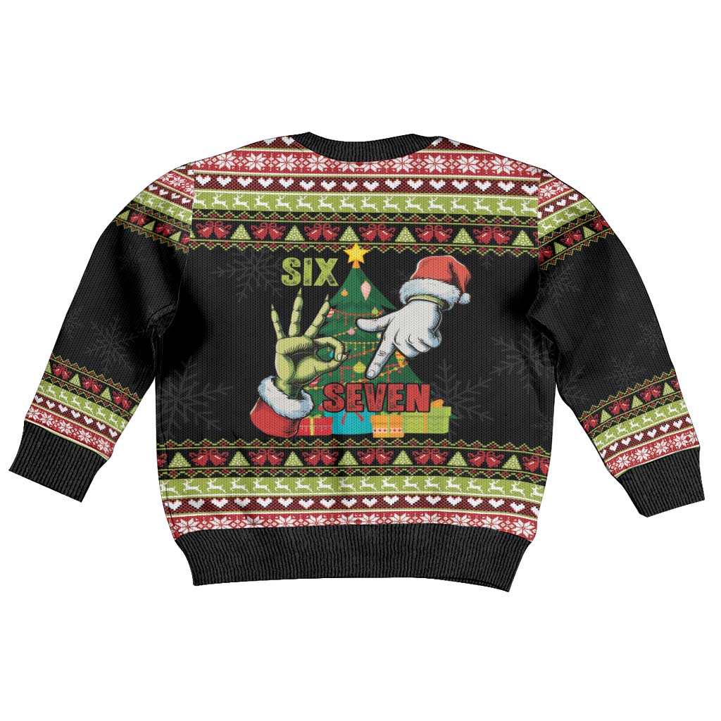 Six Seven Christmas Kid Ugly Christmas Sweater Funny Santa and Green Hands - Wonder Print Shop