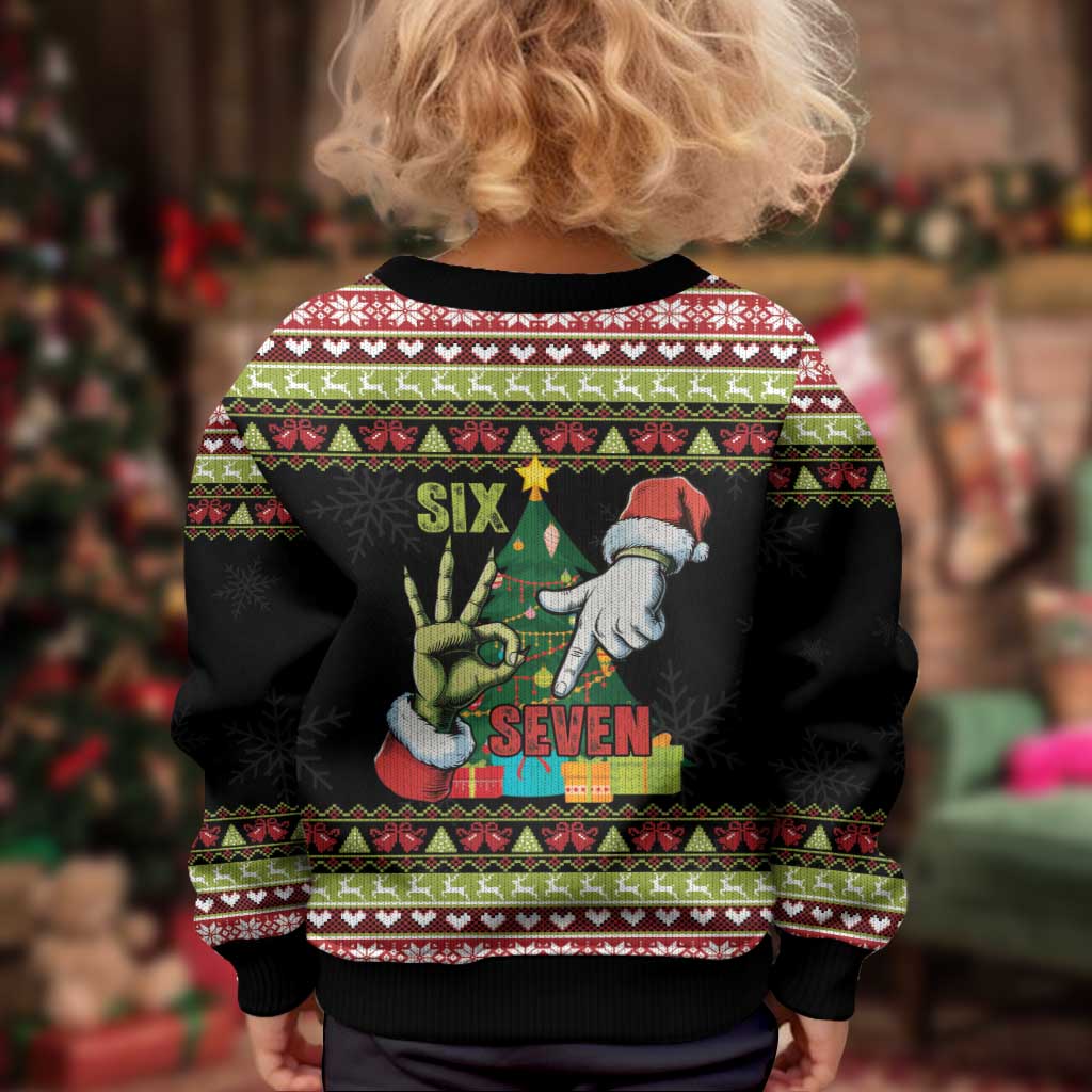 Six Seven Christmas Kid Ugly Christmas Sweater Funny Santa and Green Hands - Wonder Print Shop