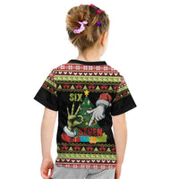 Six Seven Christmas Kid T Shirt Funny Santa and Green Hands - Wonder Print Shop