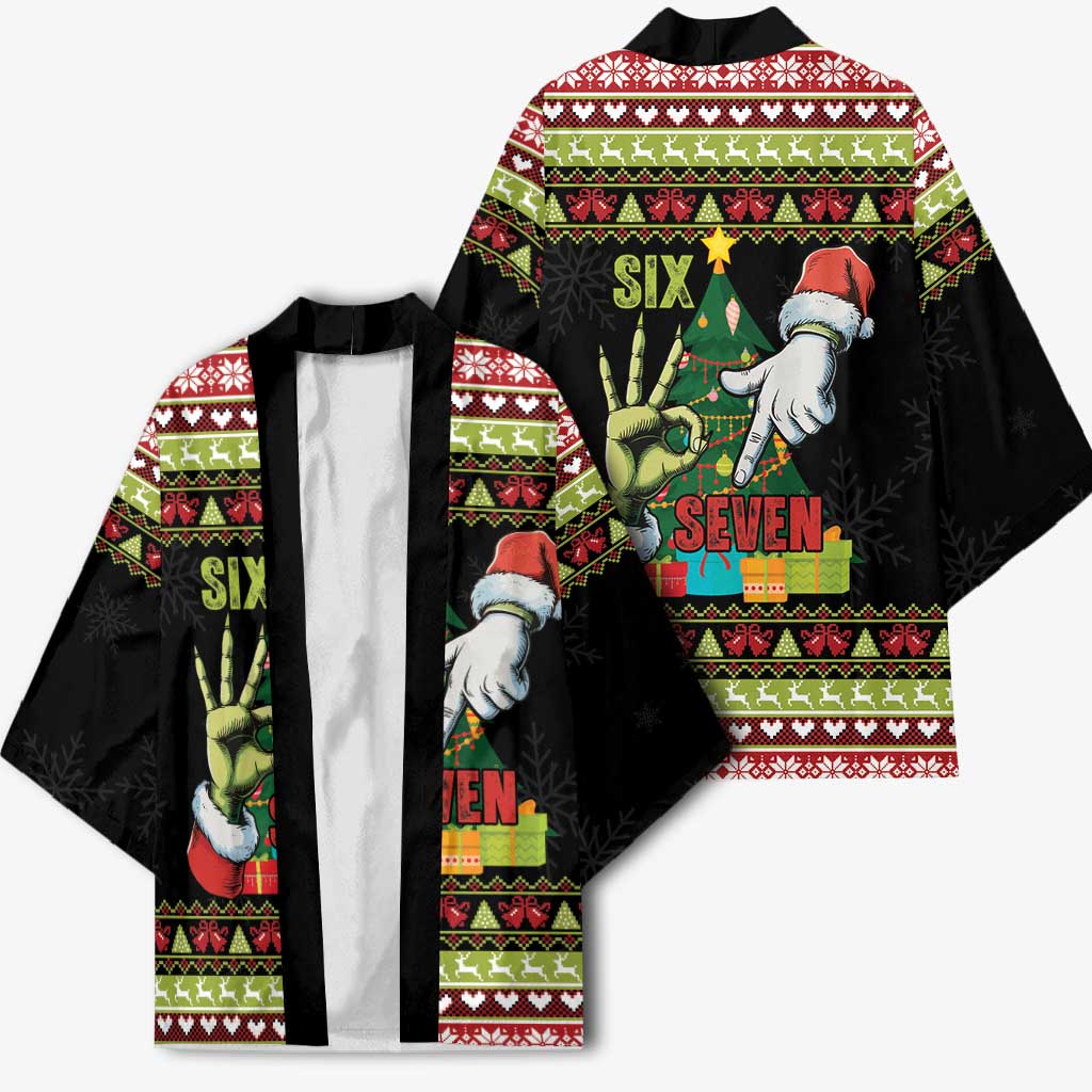 Six Seven Christmas Kimono Funny Santa and Green Hands - Wonder Print Shop