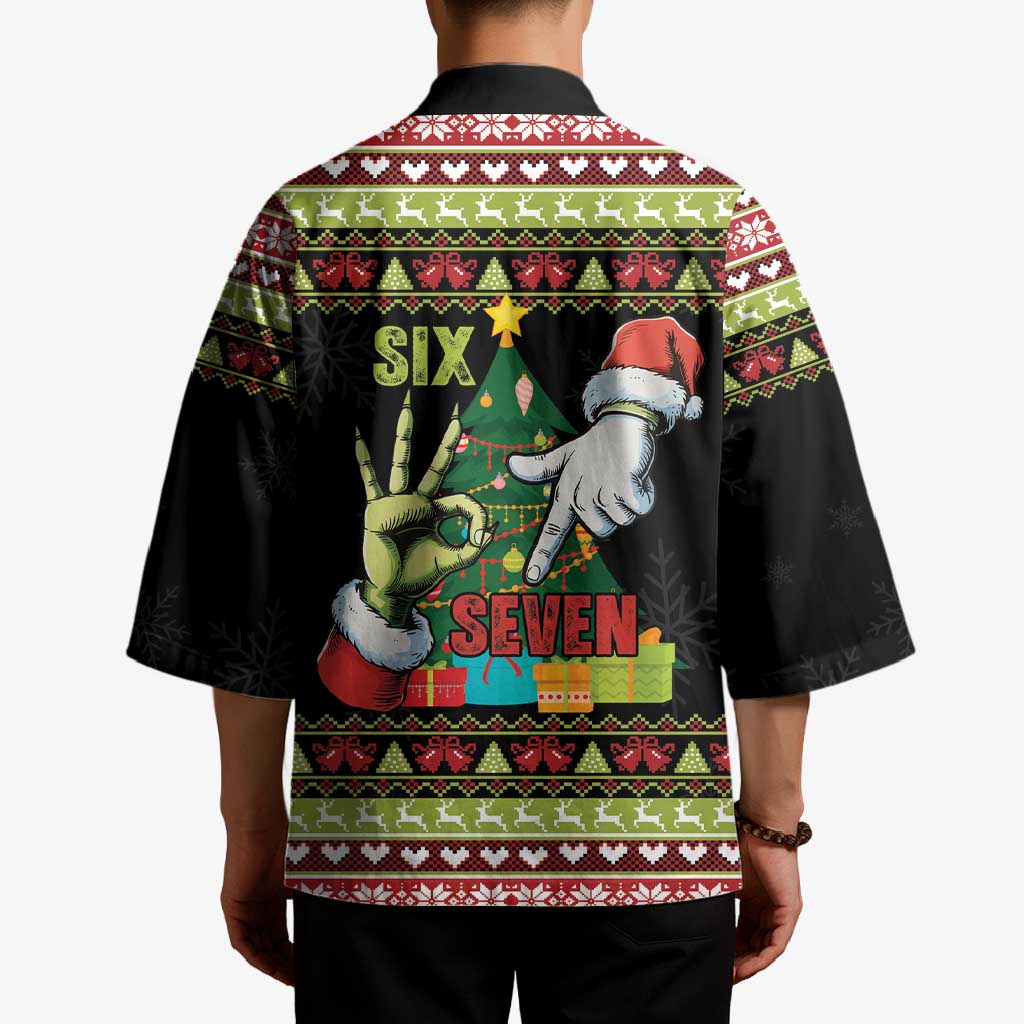 Six Seven Christmas Kimono Funny Santa and Green Hands - Wonder Print Shop