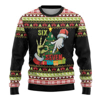 Six Seven Christmas Ugly Christmas Sweater Funny Santa and Green Hands - Wonder Print Shop