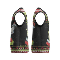 Six Seven Christmas Knitted V-Neck Vest Funny Santa and Green Hands - Wonder Print Shop