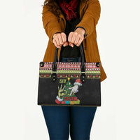 Six Seven Christmas Leather Bag Funny Santa and Green Hands - Wonder Print Shop