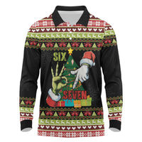 Six Seven Christmas Long Sleeve Polo Shirt Funny Santa and Green Hands - Wonder Print Shop
