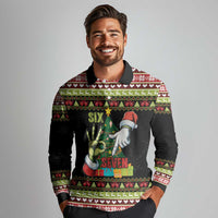 Six Seven Christmas Long Sleeve Polo Shirt Funny Santa and Green Hands - Wonder Print Shop