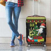 Six Seven Christmas Luggage Cover Funny Santa and Green Hands - Wonder Print Shop