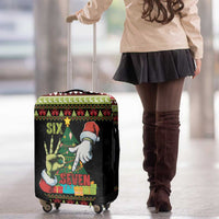 Six Seven Christmas Luggage Cover Funny Santa and Green Hands - Wonder Print Shop
