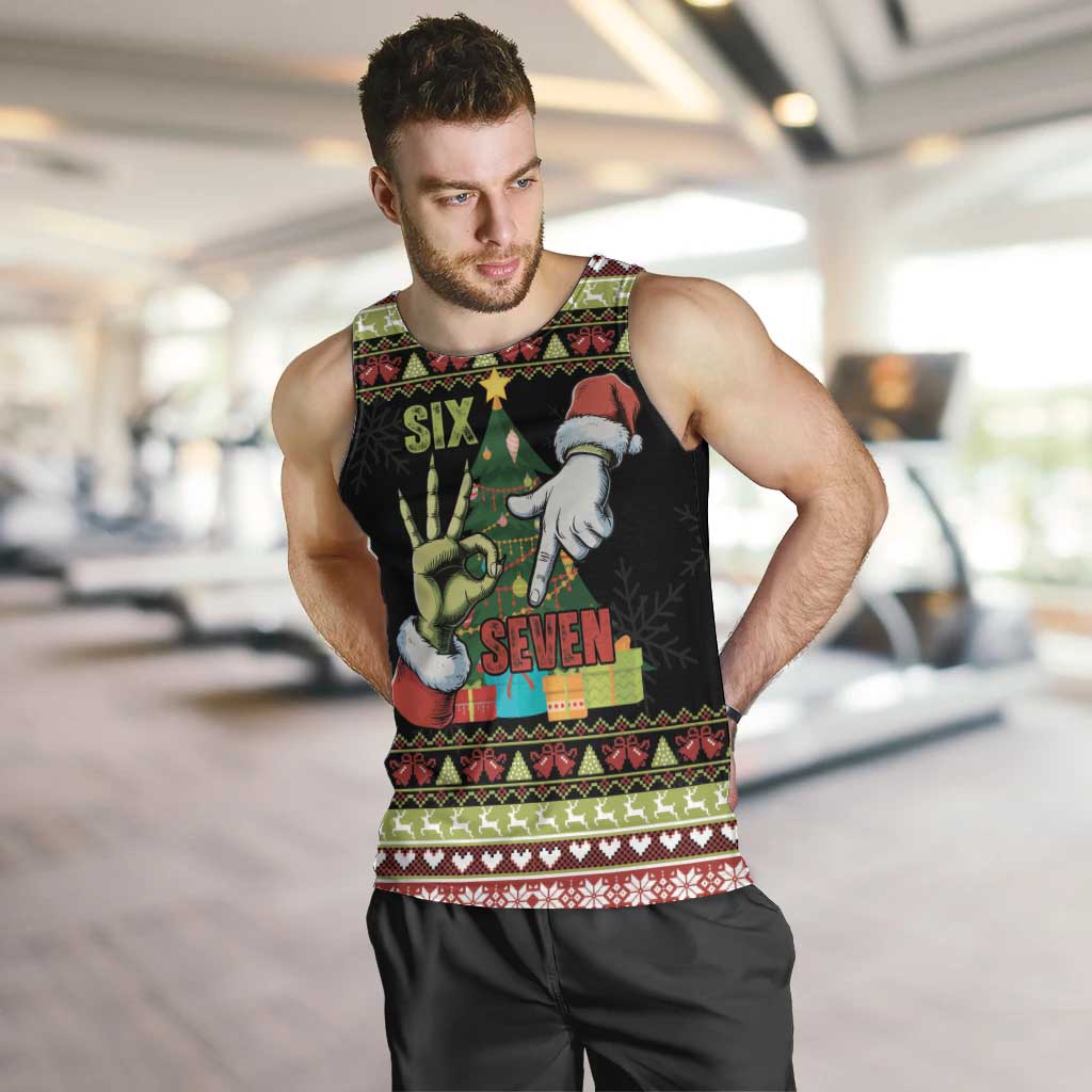 Six Seven Christmas Men Tank Top Funny Santa and Green Hands - Wonder Print Shop