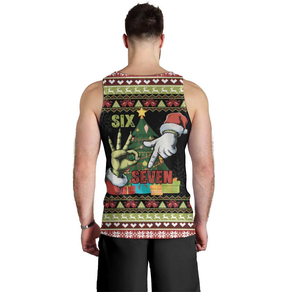 Six Seven Christmas Men Tank Top Funny Santa and Green Hands - Wonder Print Shop
