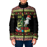 Six Seven Christmas Padded Jacket Funny Santa and Green Hands - Wonder Print Shop