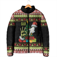Six Seven Christmas Padded Jacket Funny Santa and Green Hands - Wonder Print Shop