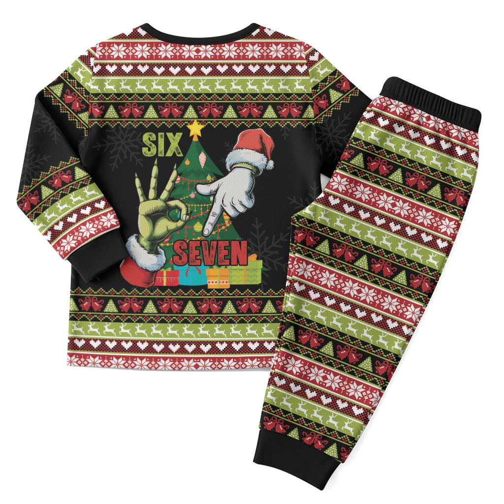 Six Seven Christmas Pajama Set Funny Santa and Green Hands - Wonder Print Shop