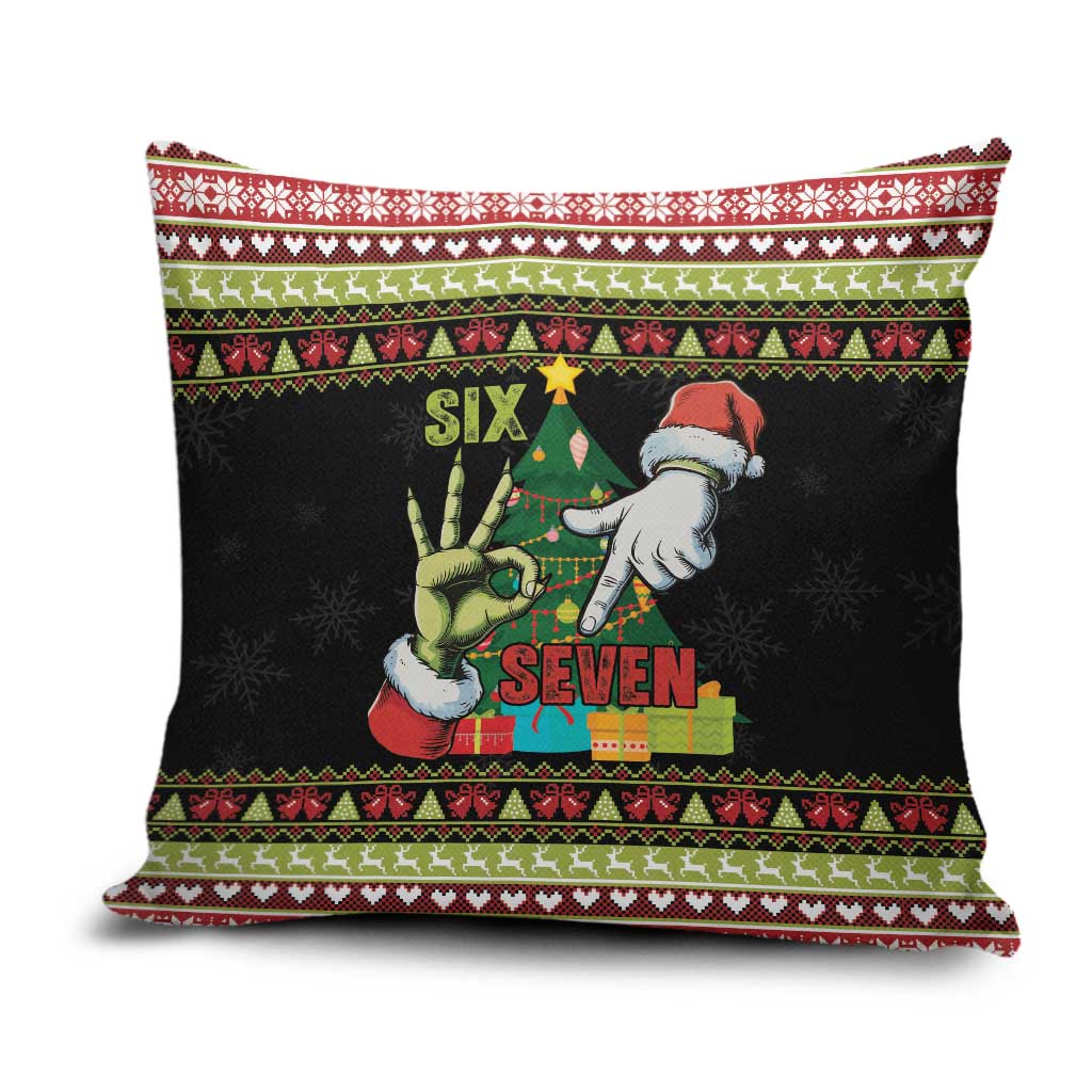 Six Seven Christmas Pillow Cover Funny Santa and Green Hands - Wonder Print Shop