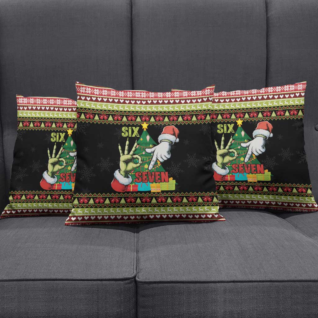 Six Seven Christmas Pillow Cover Funny Santa and Green Hands - Wonder Print Shop