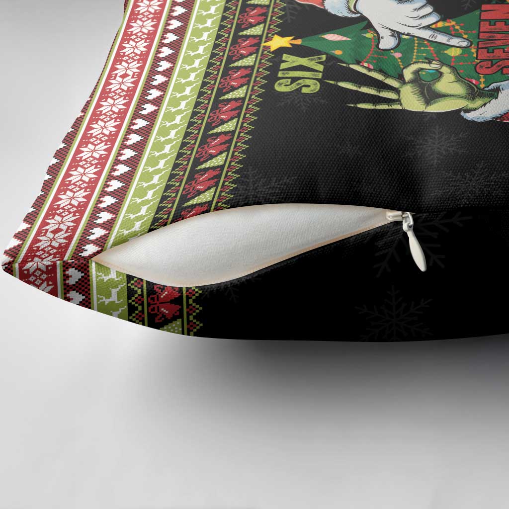 Six Seven Christmas Pillow Cover Funny Santa and Green Hands - Wonder Print Shop