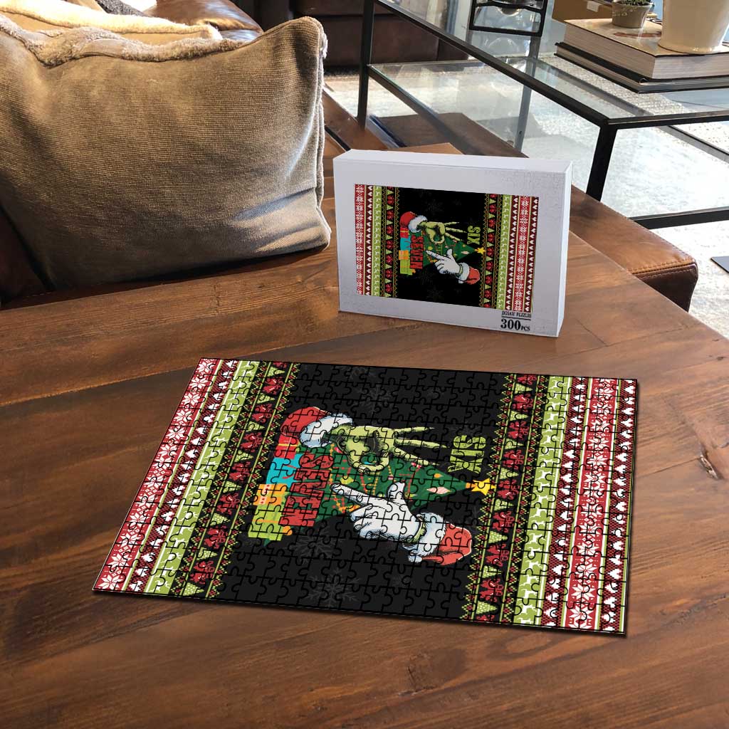 Six Seven Christmas Puzzle Funny Santa and Green Hands - Wonder Print Shop