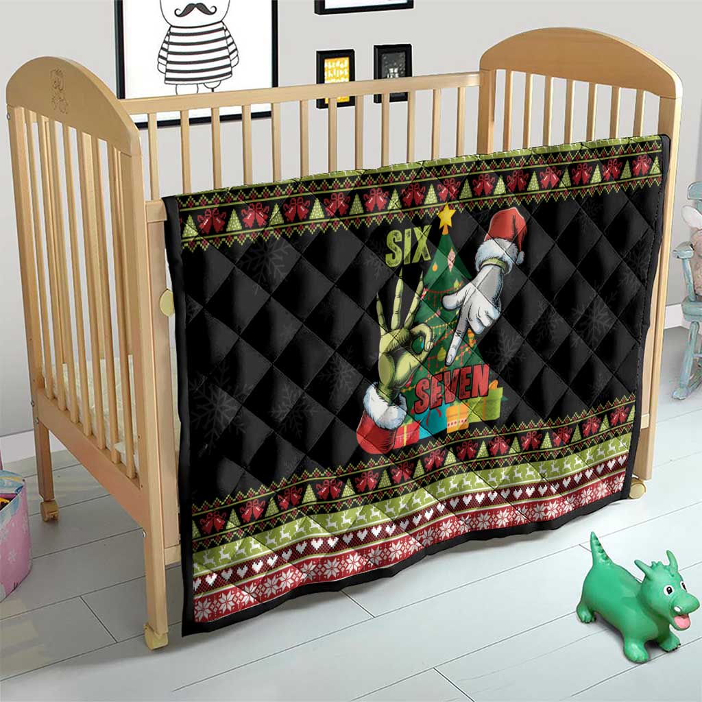 Six Seven Christmas Quilt Funny Santa and Green Hands - Wonder Print Shop
