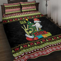 Six Seven Christmas Quilt Bed Set Funny Santa and Green Hands - Wonder Print Shop