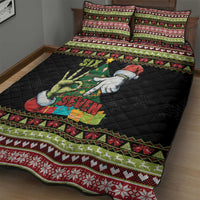 Six Seven Christmas Quilt Bed Set Funny Santa and Green Hands - Wonder Print Shop