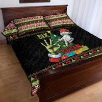 Six Seven Christmas Quilt Bed Set Funny Santa and Green Hands - Wonder Print Shop