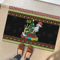Six Seven Christmas Rubber Doormat Funny Santa and Green Hands - Wonder Print Shop