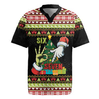 Six Seven Christmas Rugby Jersey Funny Santa and Green Hands - Wonder Print Shop