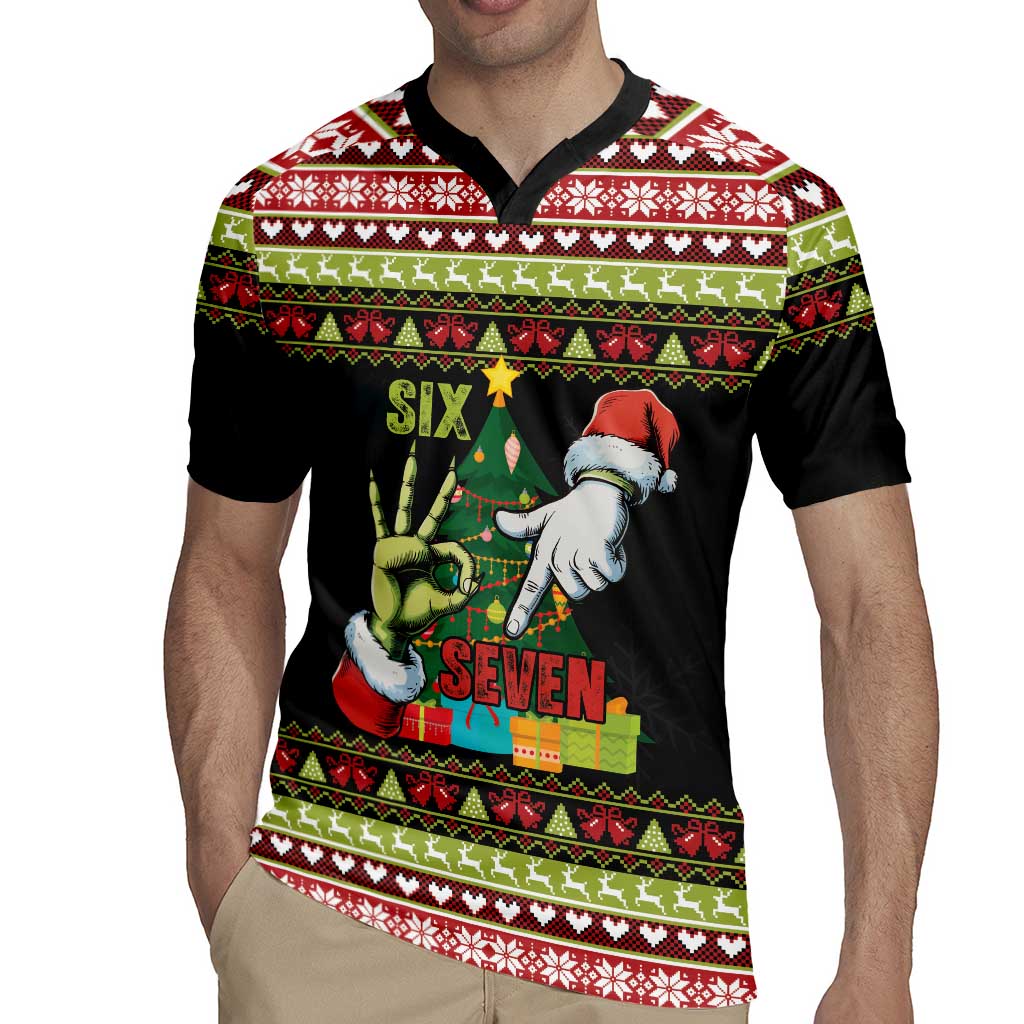 Six Seven Christmas Rugby Jersey Funny Santa and Green Hands - Wonder Print Shop
