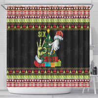 Six Seven Christmas Shower Curtain Funny Santa and Green Hands - Wonder Print Shop
