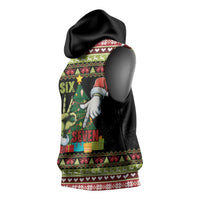 Six Seven Christmas Sleeveless Hoodie Funny Santa and Green Hands - Wonder Print Shop
