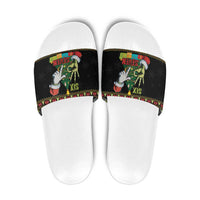 Six Seven Christmas Slide Sandals Funny Santa and Green Hands - Wonder Print Shop